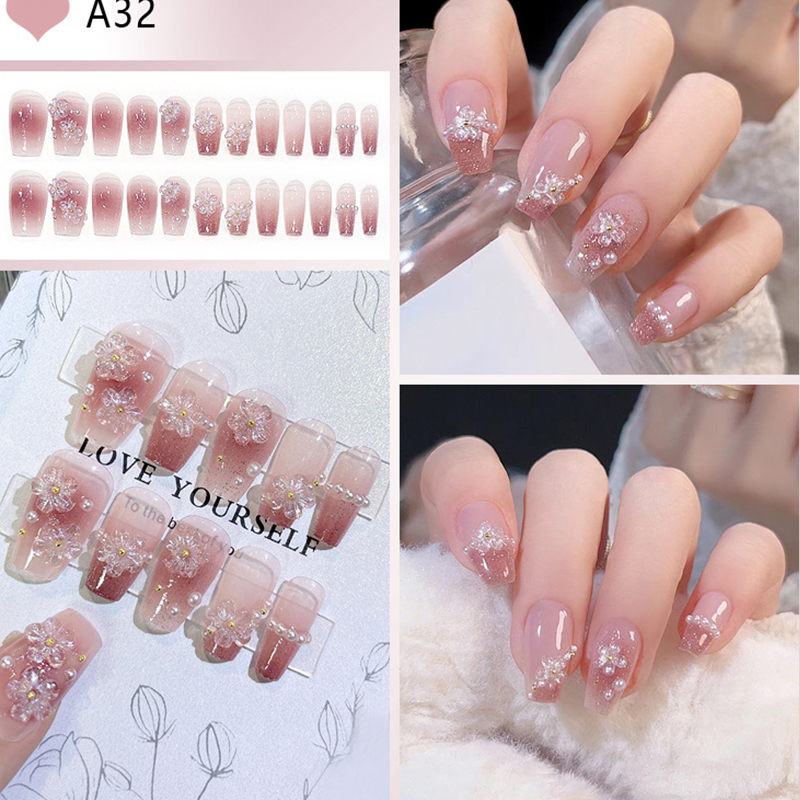 24pcs Medium Long Acrylic Fake – Pressed Flower Art recenzja i cena