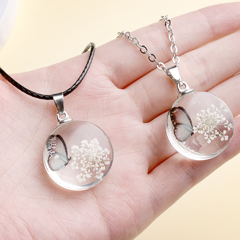 Fahion Glass Charm Real Dried  – Birth Flower Necklace recenzja i cena