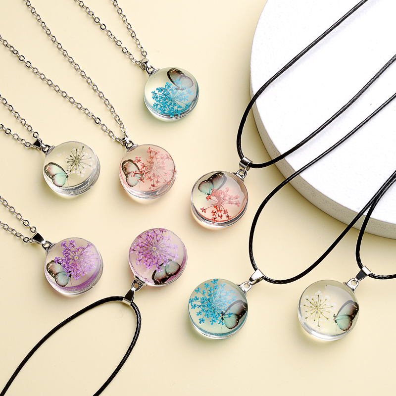 Fahion Glass Charm Real Dried  – Birth Flower Necklace recenzja i cena