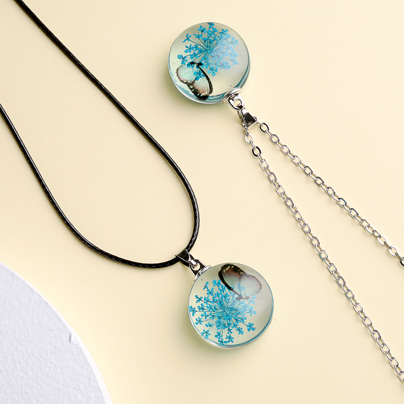 Fahion Glass Charm Real Dried  – Birth Flower Necklace recenzja i cena