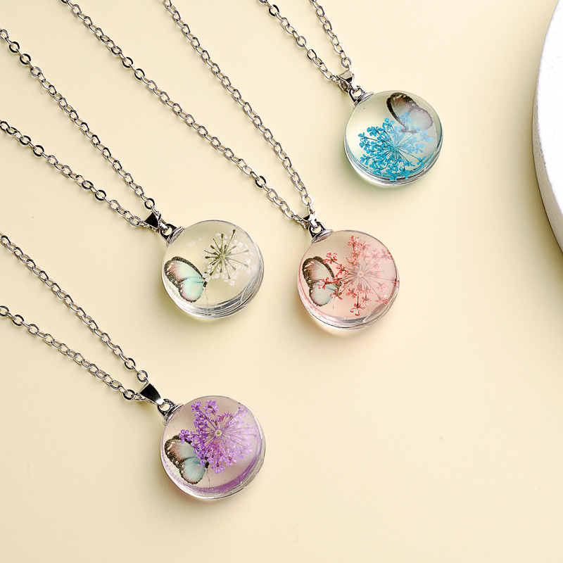 Fahion Glass Charm Real Dried  – Birth Flower Necklace recenzja i cena