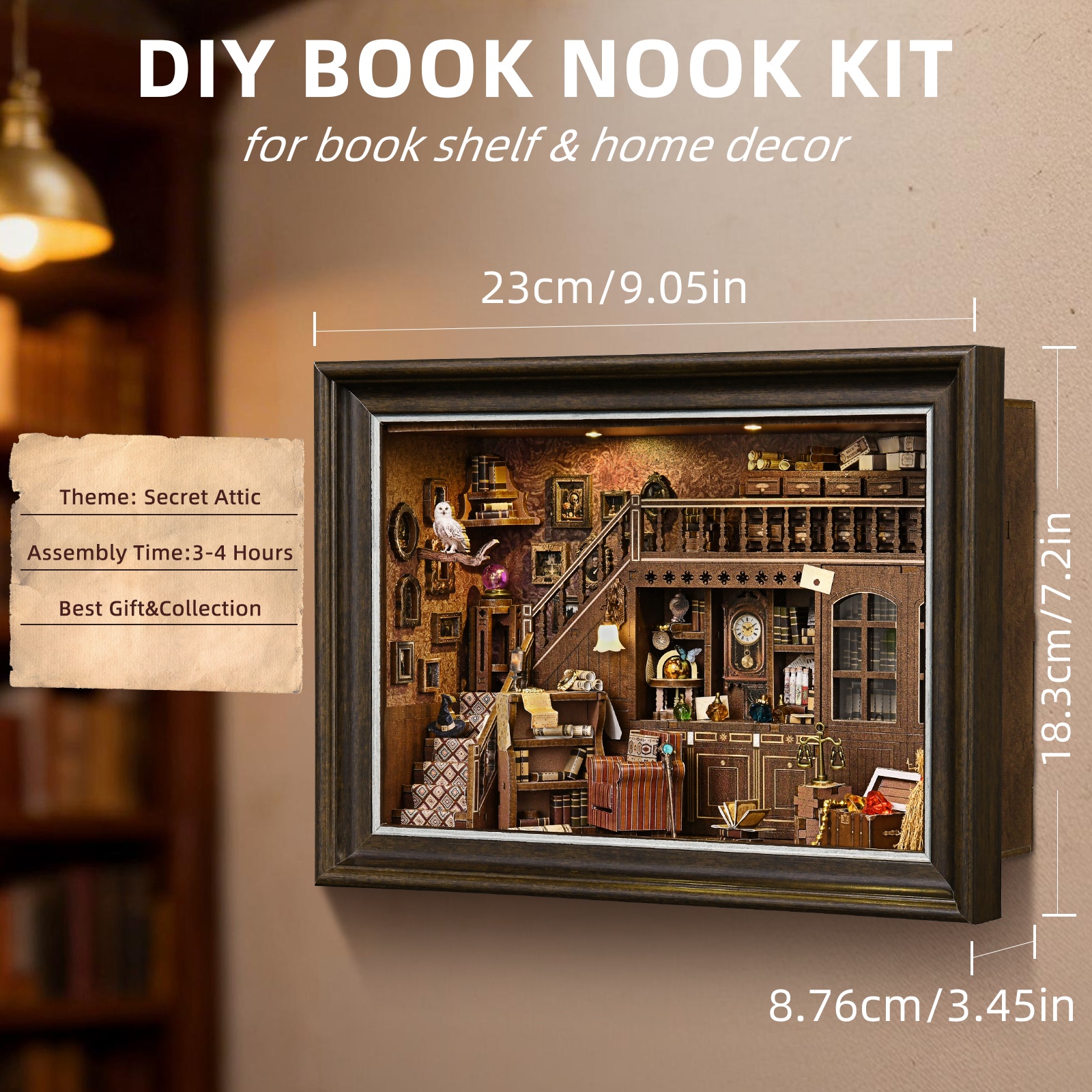 Book Nook Kit Secret Attic DIY – Engraved Wood Frame recenzja i cena