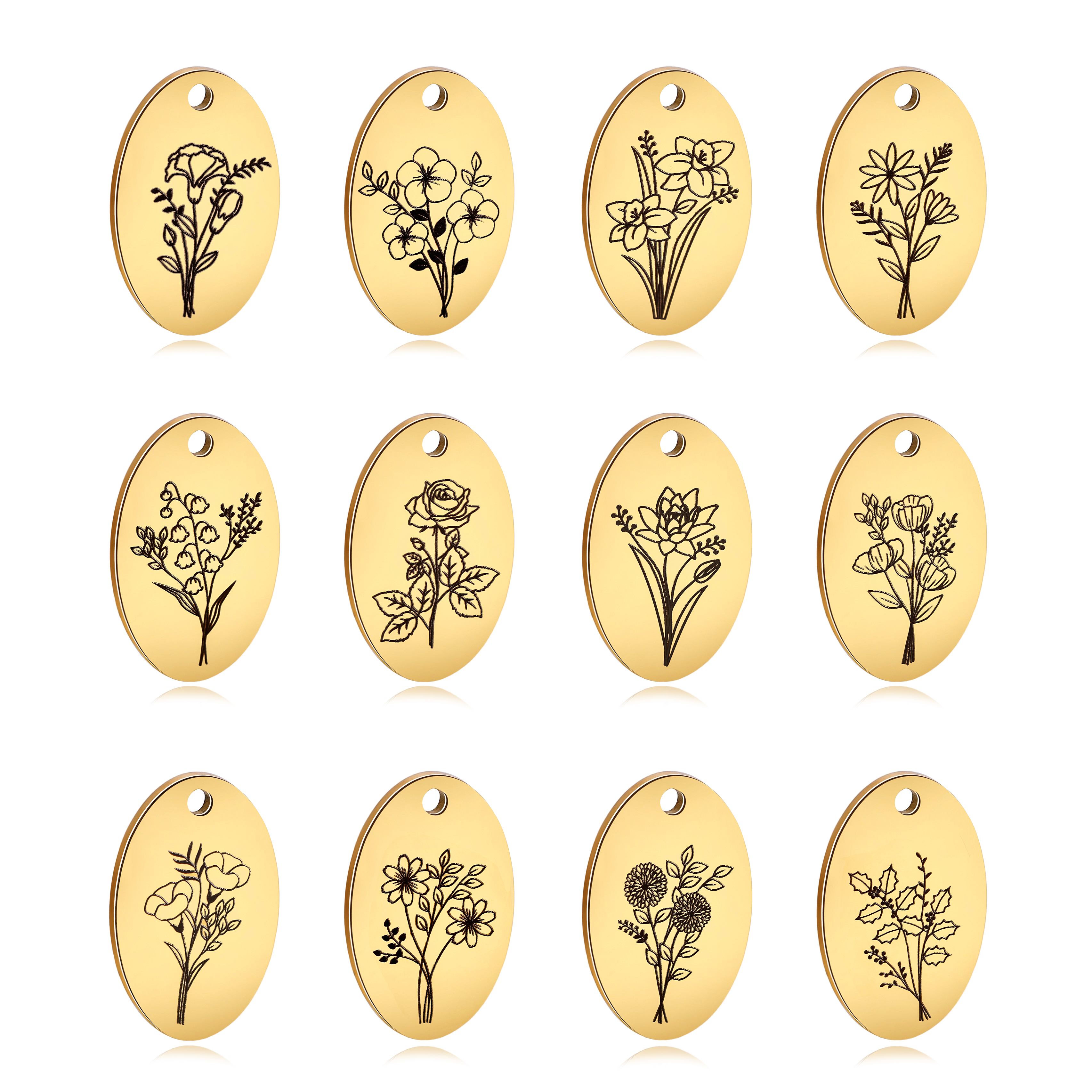 5Pcs Oval Birth Month Flower P – Birth Flower Necklace recenzja i cena