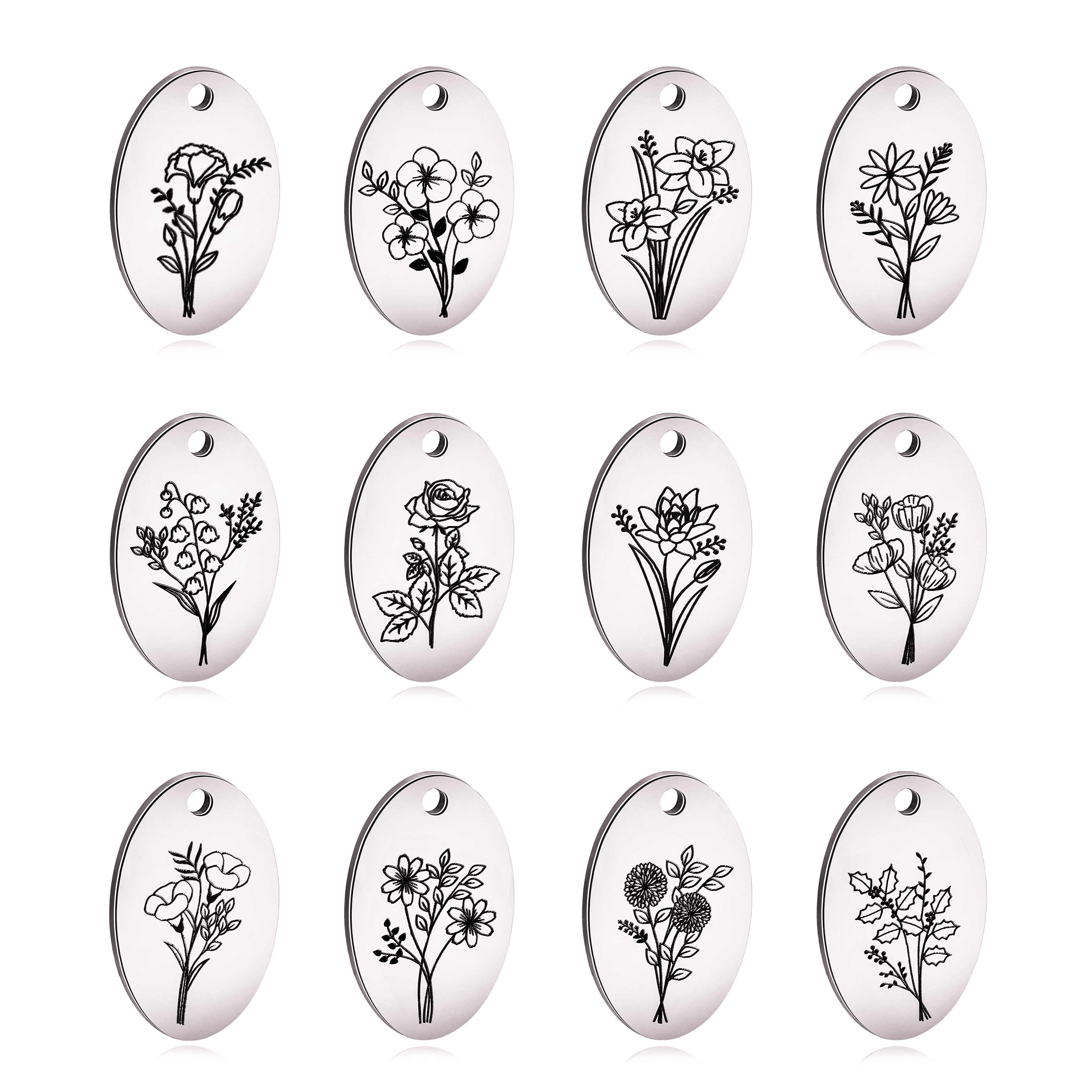 5Pcs Oval Birth Month Flower P – Birth Flower Necklace recenzja i cena