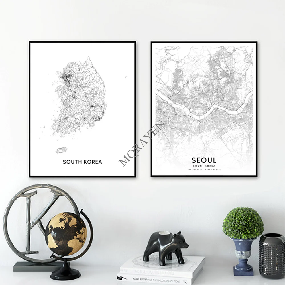South Korea Map Black and Whit – Custom Star Map recenzja i cena