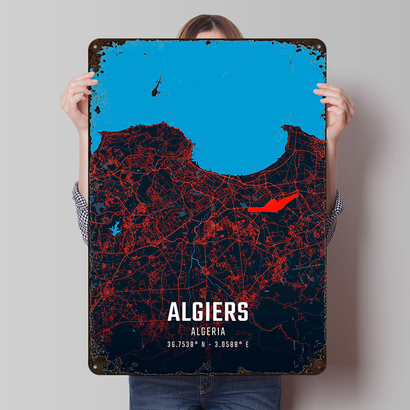 Algiers City Map Metal Poster  – Custom Map Poster recenzja i cena