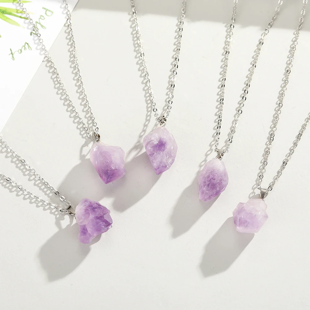 Natural Uruguay Amethyst Rough – Birth Flower Necklace recenzja i cena