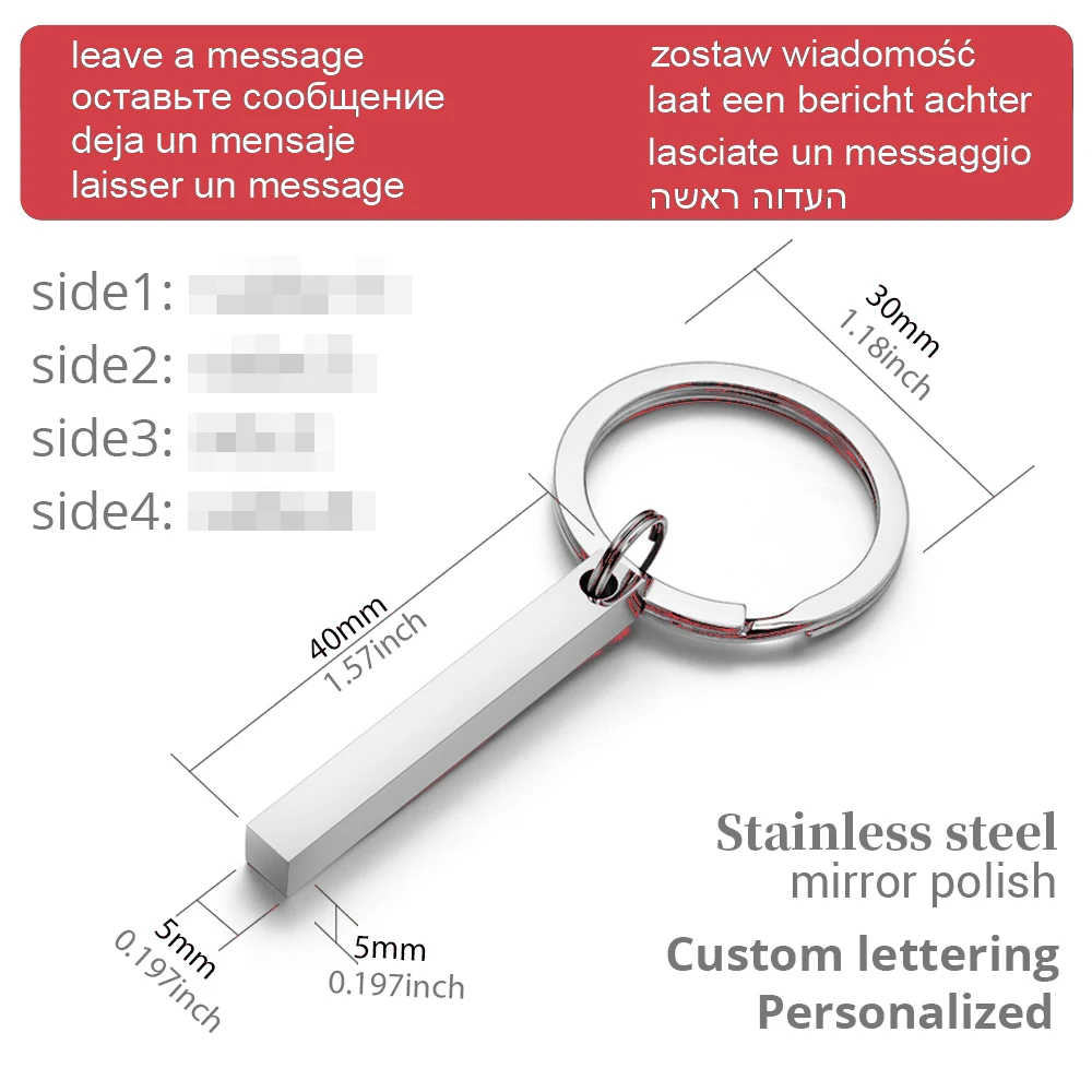 Personalized 3D Bar Keychain E – Initial Ring Custom recenzja i cena