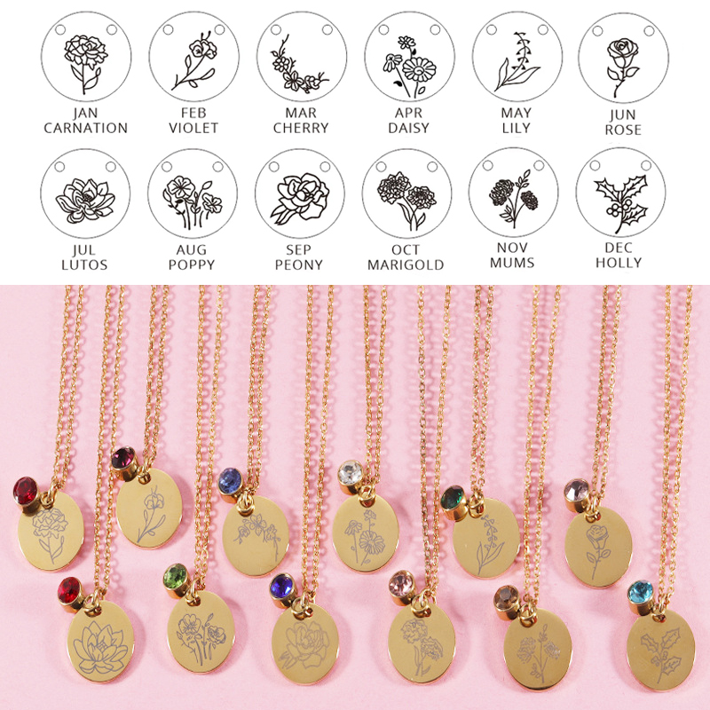 Crystal Birthstone Necklace fo – Birth Flower Necklace recenzja i cena