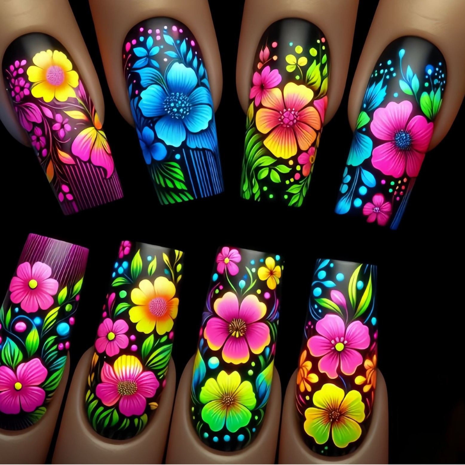 Medium long fake nails gradien – Pressed Flower Art recenzja i cena