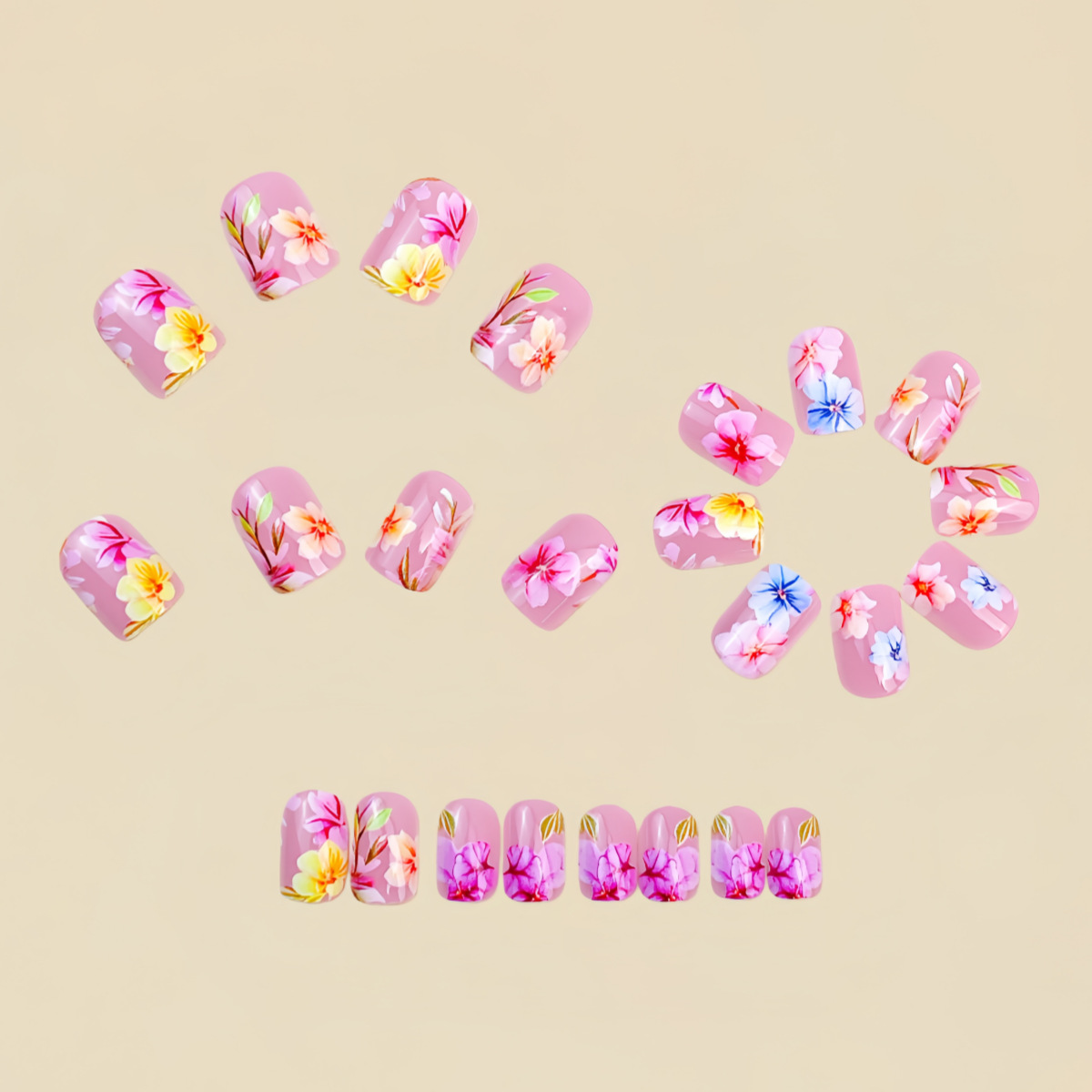 Medium fake nails for women gi – Pressed Flower Art recenzja i cena