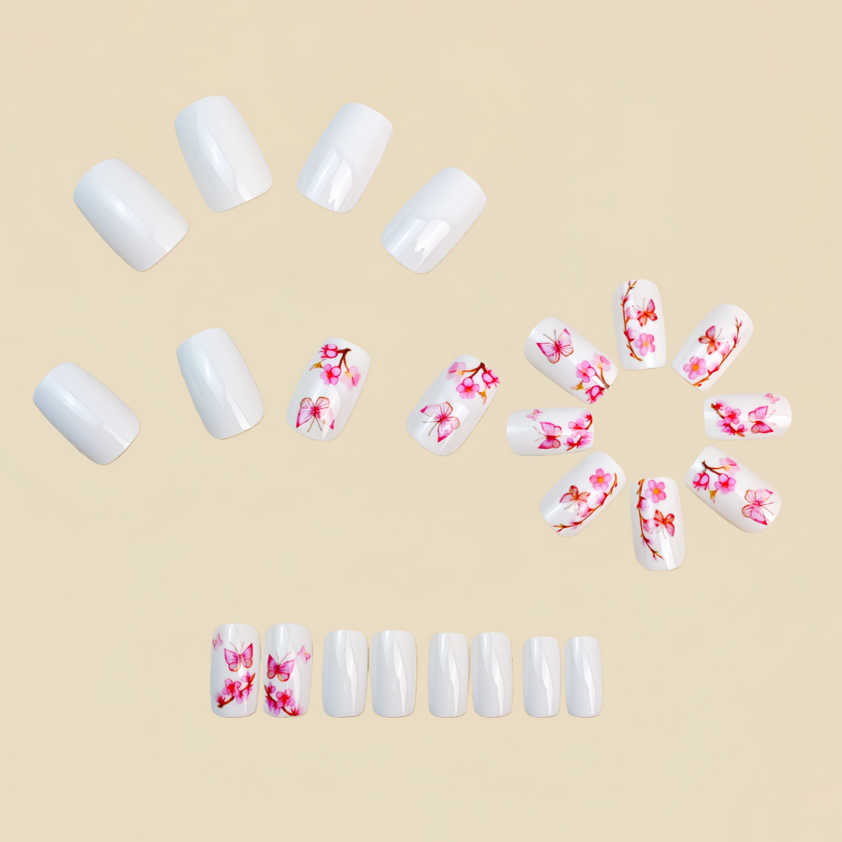 Medium fake nails for women gi – Pressed Flower Art recenzja i cena