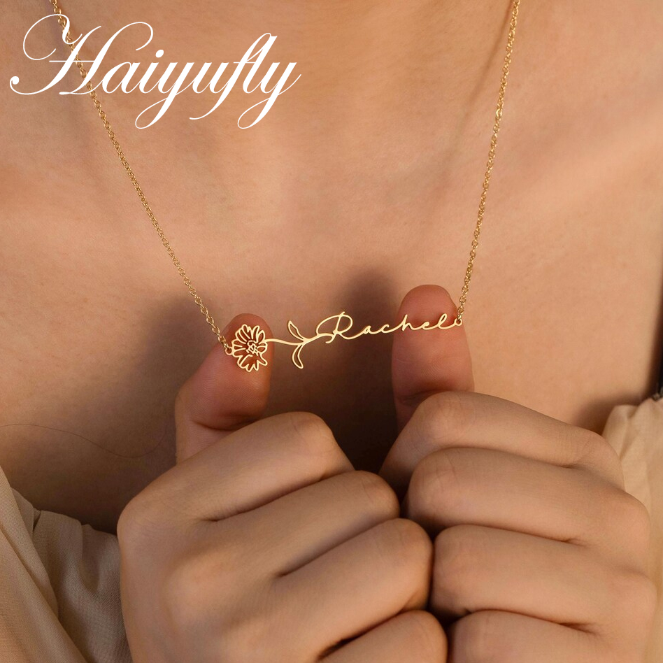 Haiyufly Custom Name Necklace  – Birth Flower Necklace recenzja i cena