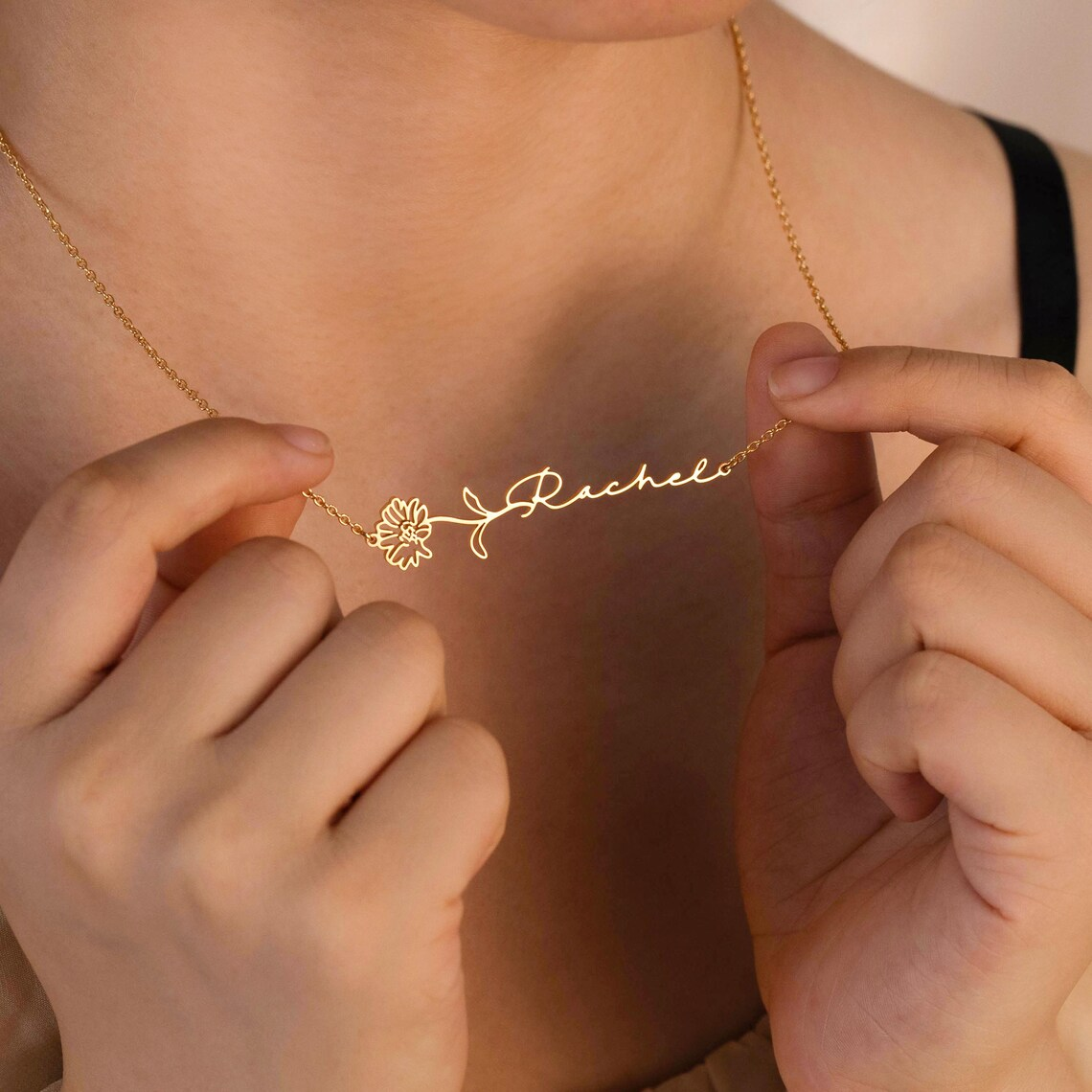 Haiyufly Custom Name Necklace  – Birth Flower Necklace recenzja i cena