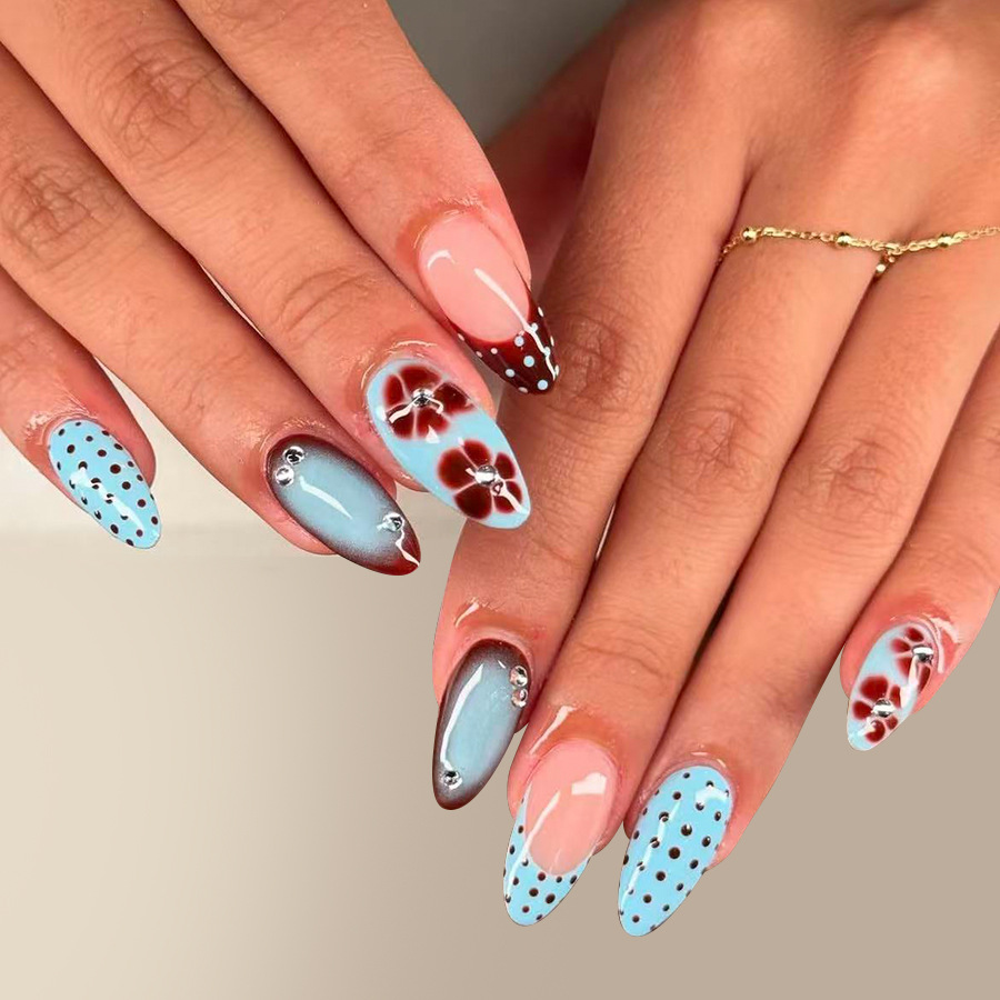 24pcs Leopard Print Brown Nail – Pressed Flower Art recenzja i cena