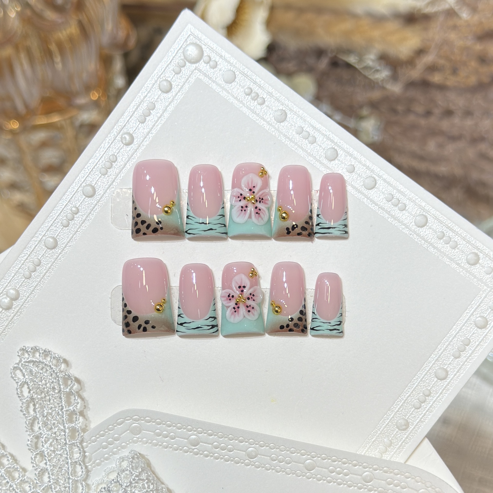 10pcs Press on Nails Duck Mout – Pressed Flower Art recenzja i cena