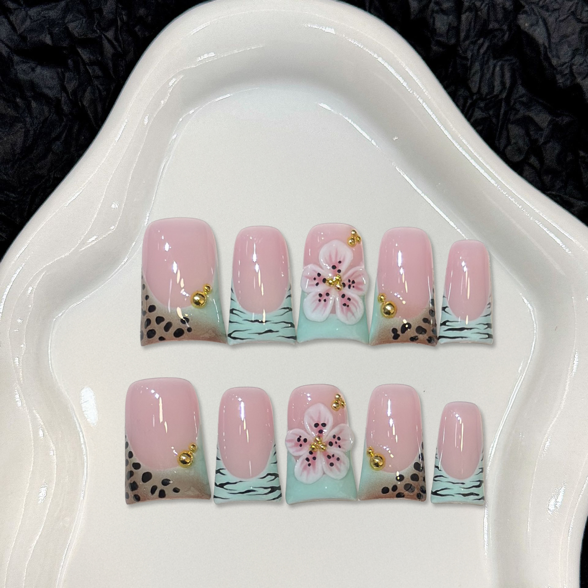 10pcs Press on Nails Duck Mout – Pressed Flower Art recenzja i cena