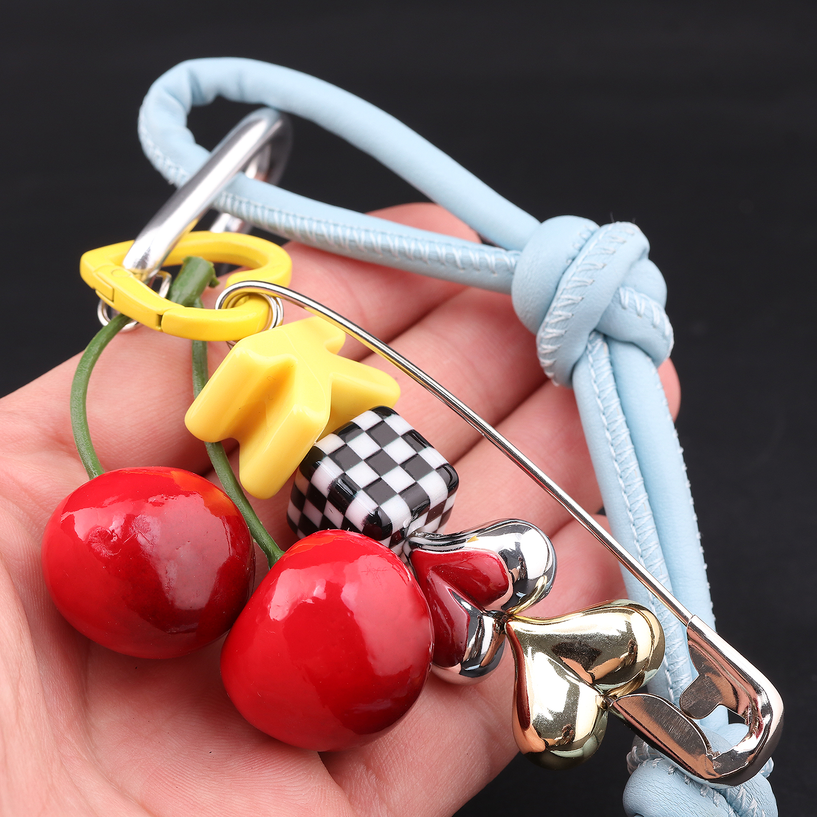 Y2k Cute Cherry Alphabet PU Le – Monogram Keychain Leather recenzja i cena