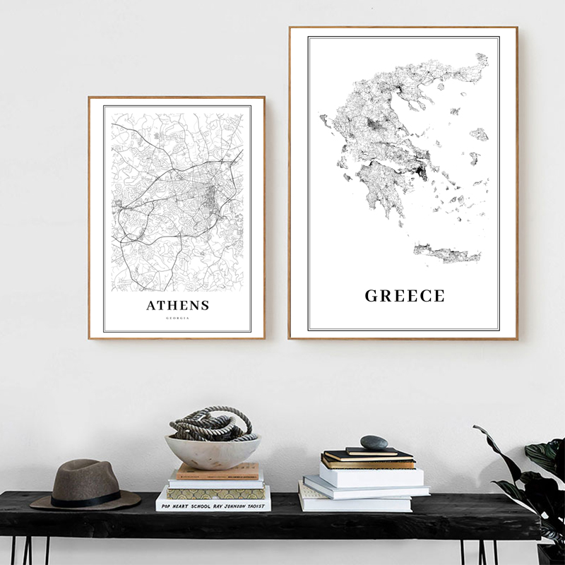 Greece Road Map Poster Black a – Custom Star Map recenzja i cena