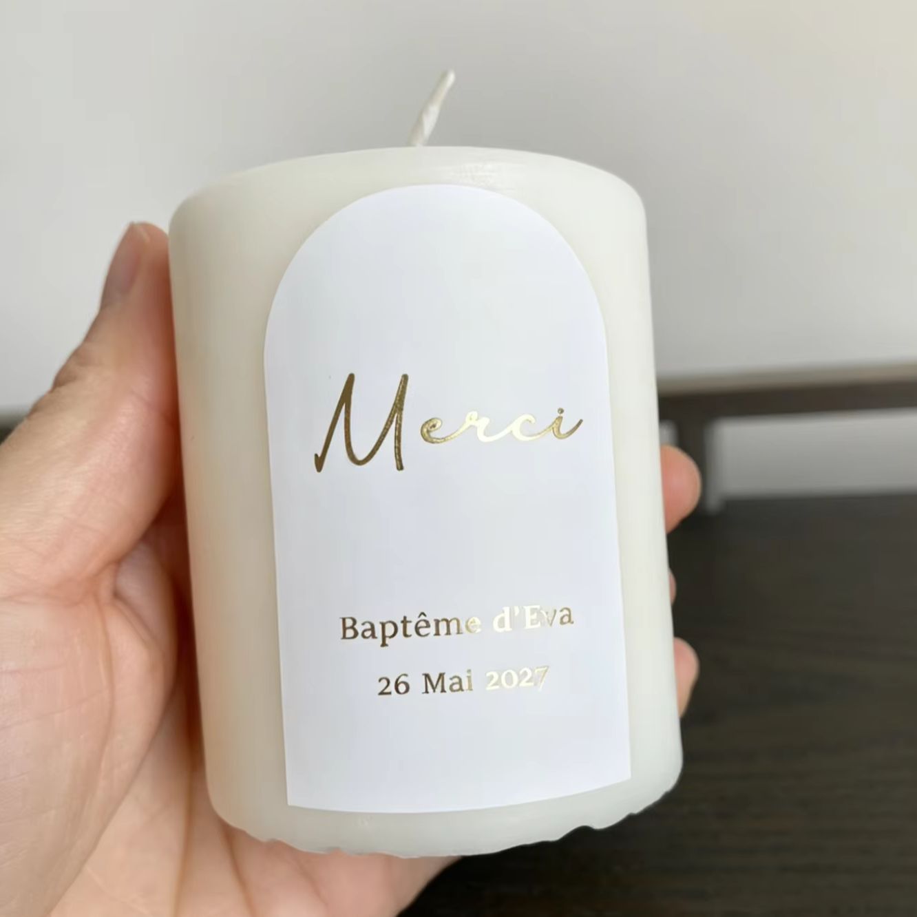 Custom Baptism Candle Merci Th – Personalised Candle Label recenzja i cena