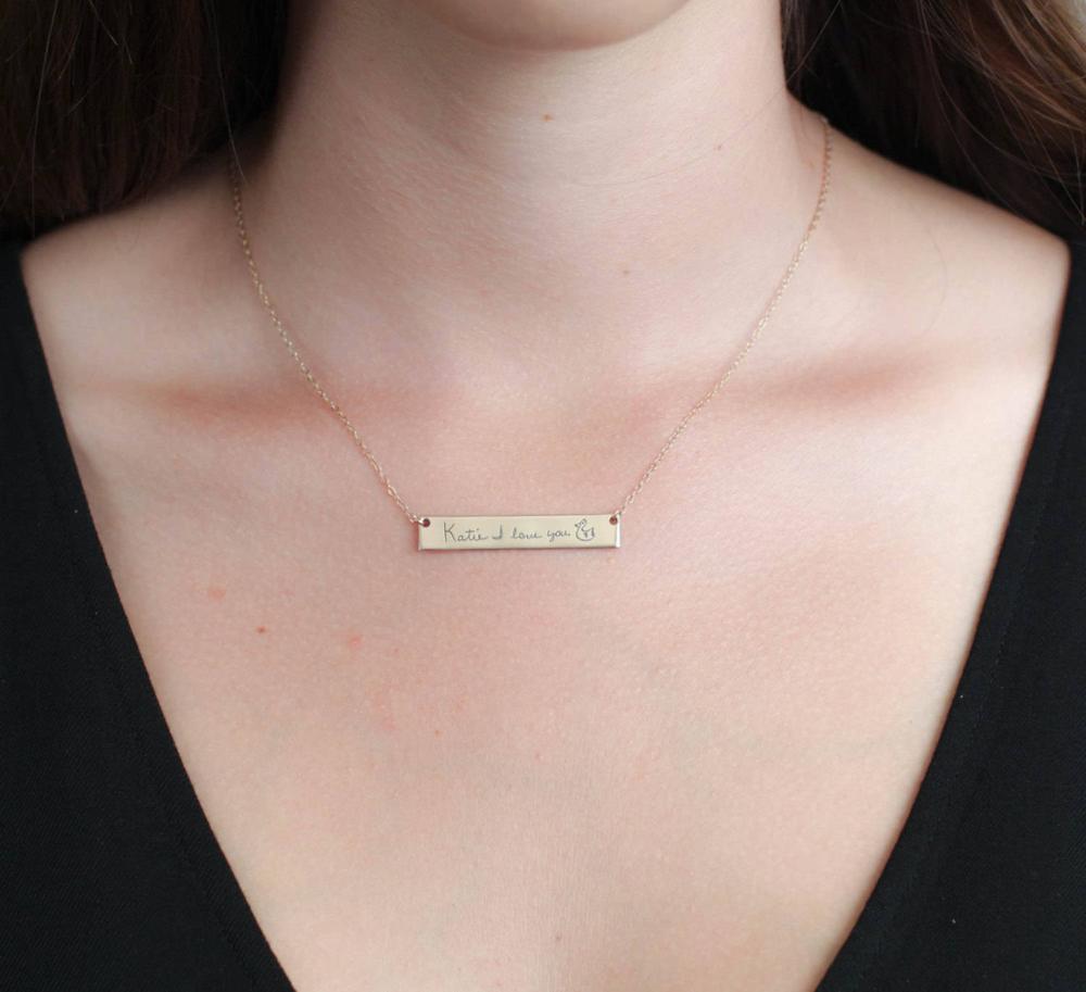 Personalized Custom Actual Han – Handwriting Necklace Bar recenzja i cena