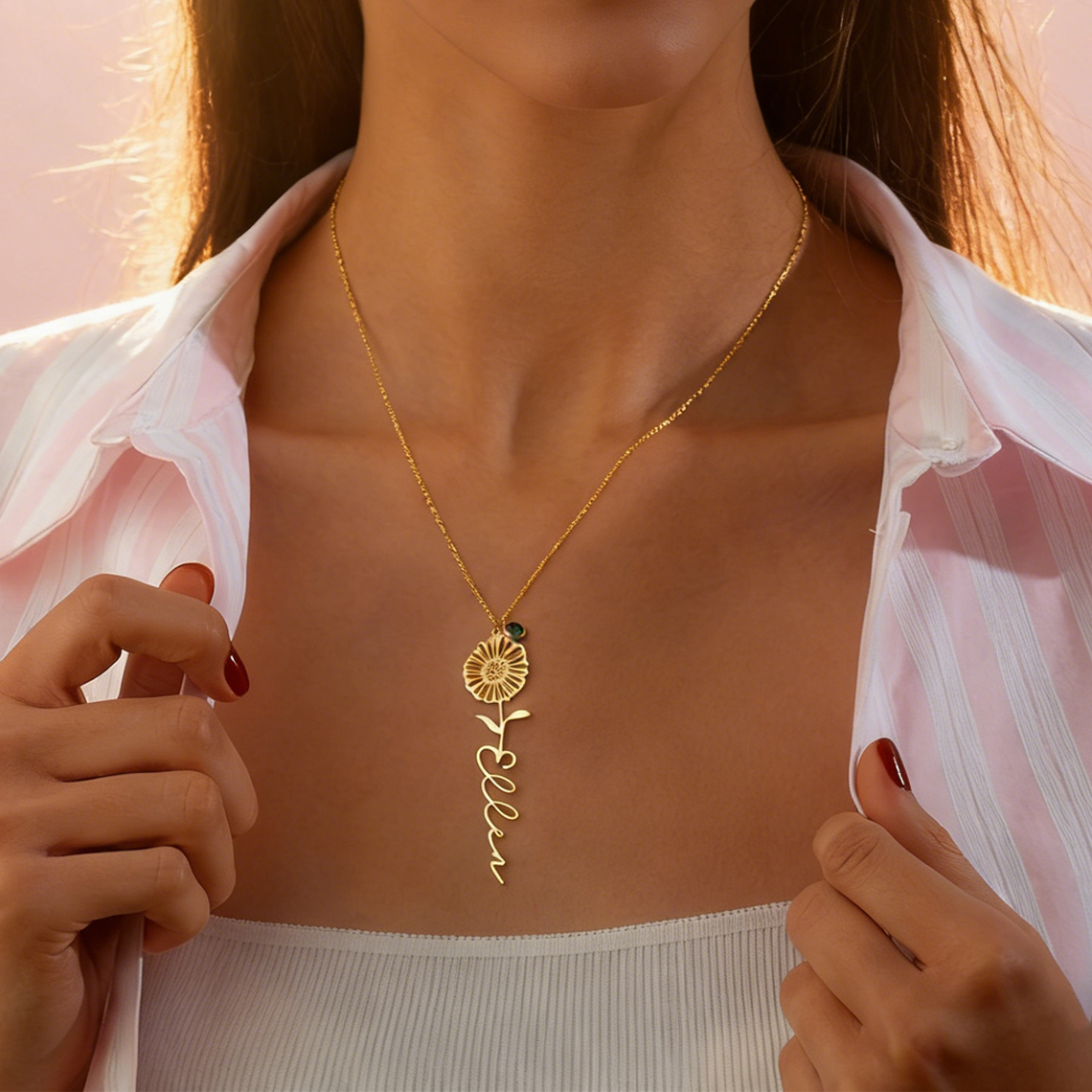 Customized Name Necklace with  – Birth Flower Necklace recenzja i cena