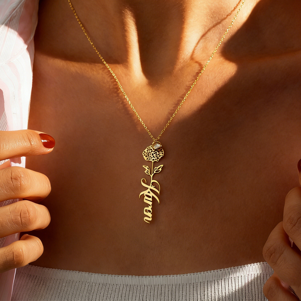 Customized Name Necklace with  – Birth Flower Necklace recenzja i cena