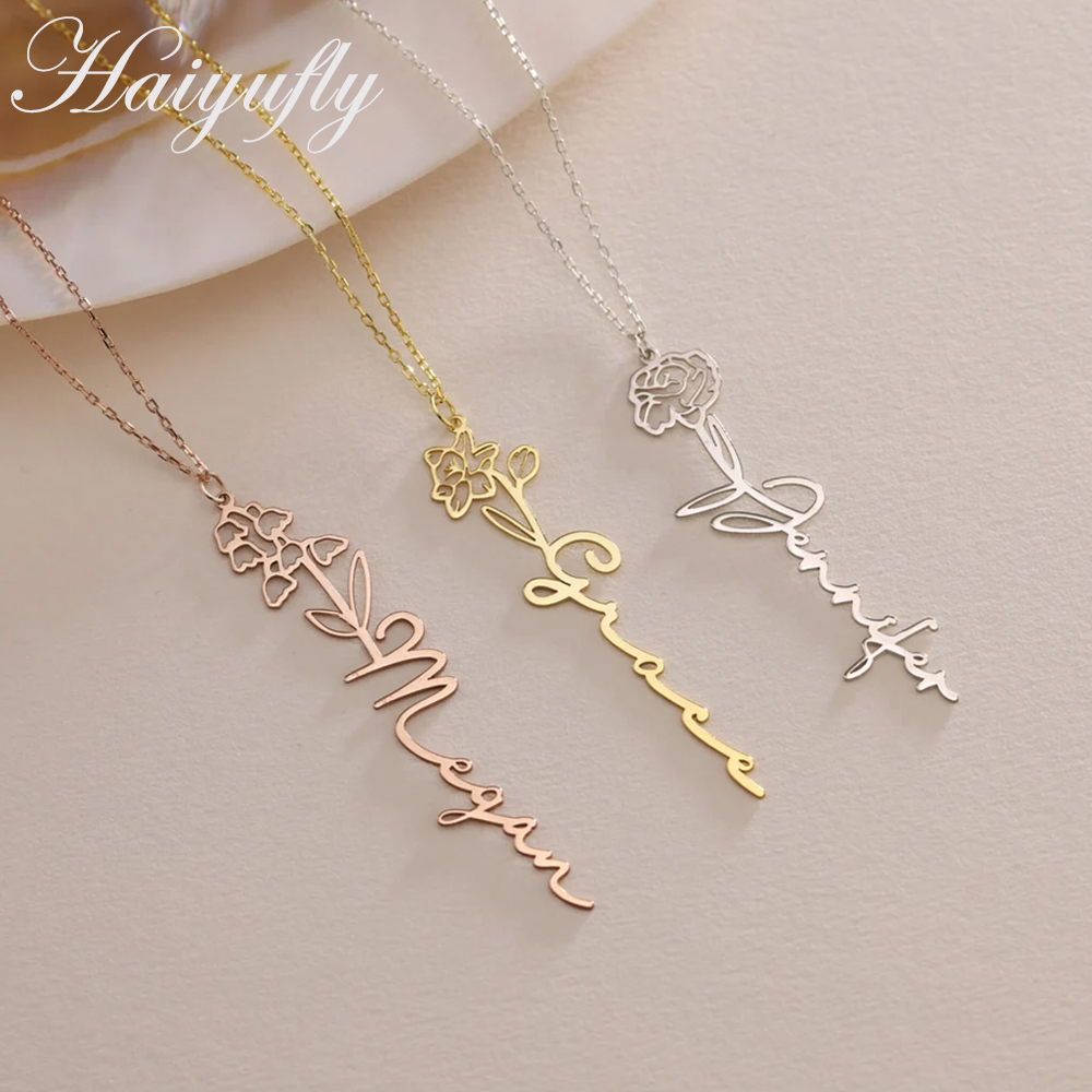 Haiyufly Custom Name Necklace  – Birth Flower Necklace recenzja i cena