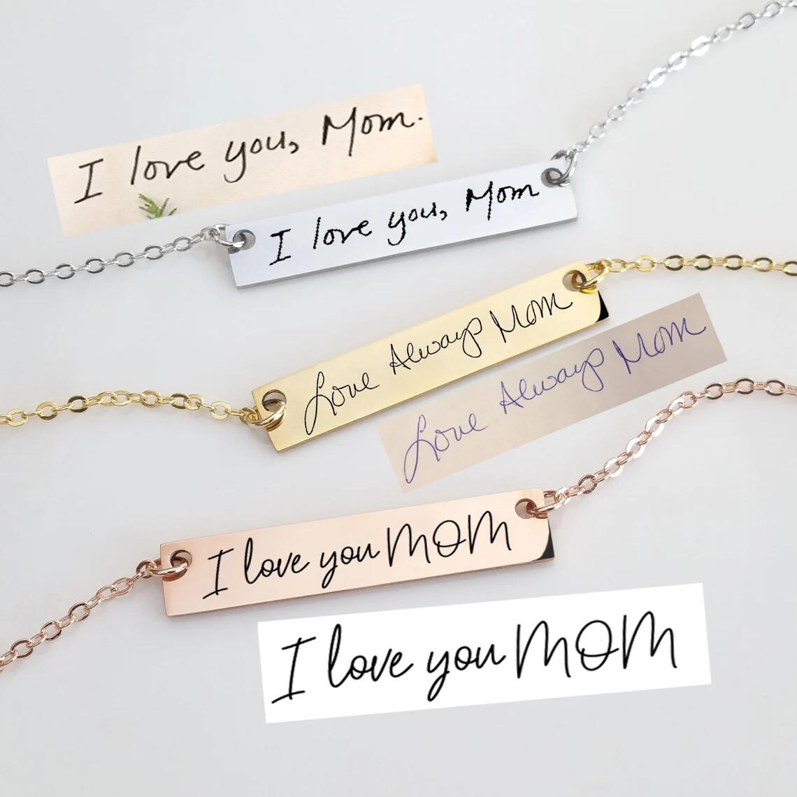 Actual Handwriting Bar Necklac – Handwriting Necklace Bar recenzja i cena