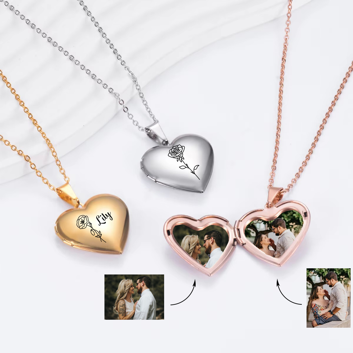 Custom Personalized Heart Birt – Birth Flower Necklace recenzja i cena