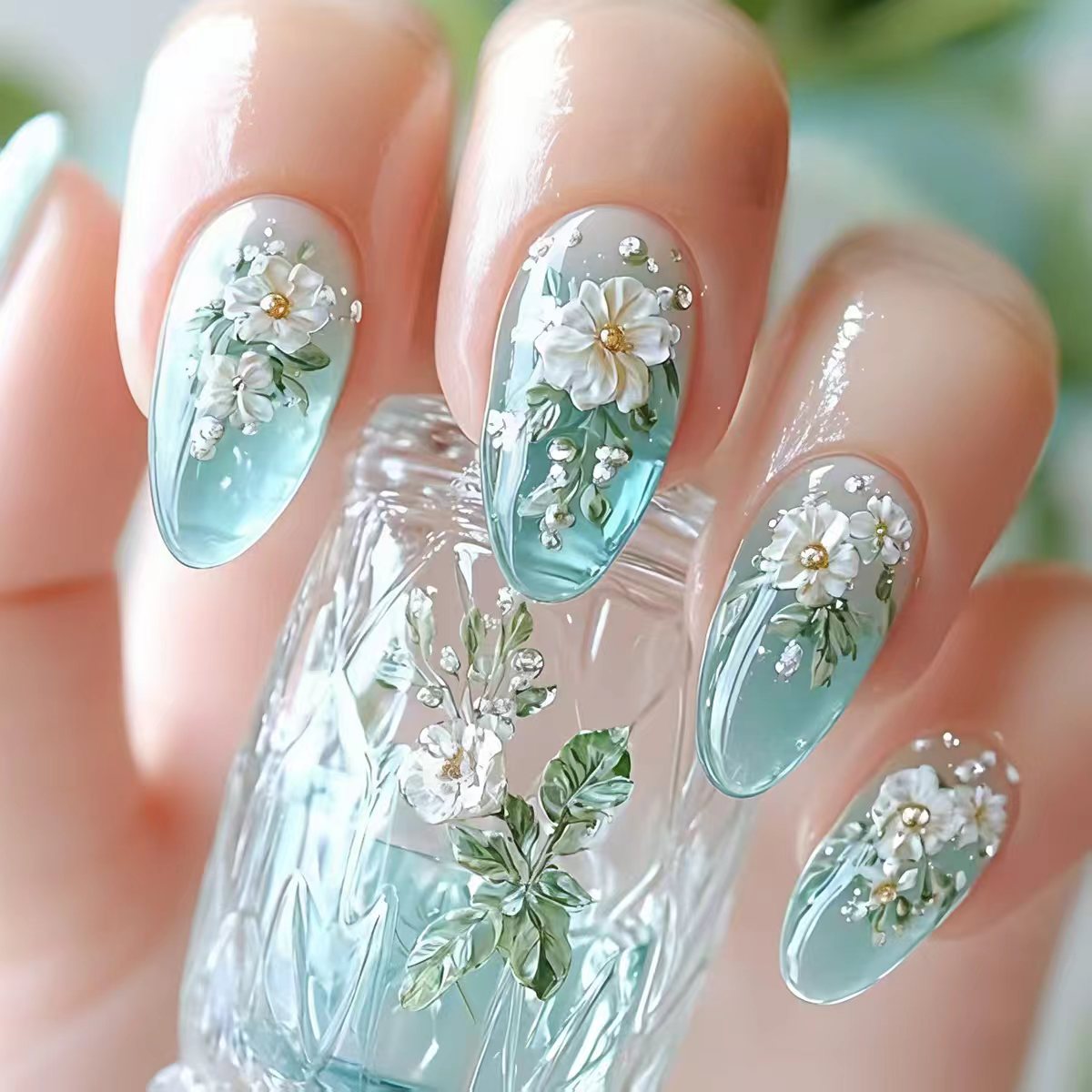 Medium fake nails for women gi – Pressed Flower Art recenzja i cena