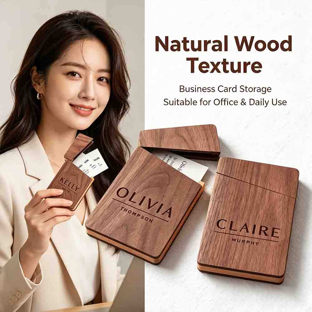 Business Card Holder Wooden Of – Personalized Name Box recenzja i cena
