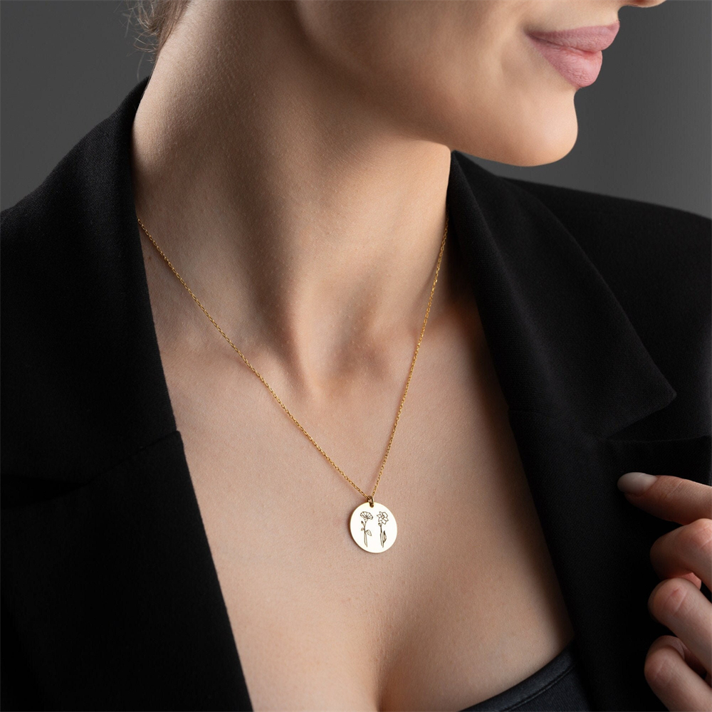 Family Birth flower Necklace C – Birth Flower Necklace recenzja i cena