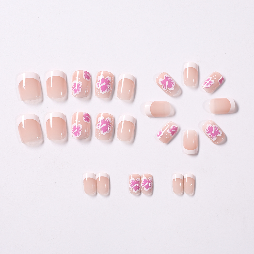 24Pcs French Flower False Nail – Pressed Flower Art recenzja i cena