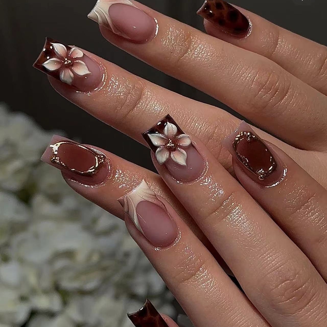 Short square fake nails for wo – Pressed Flower Art recenzja i cena