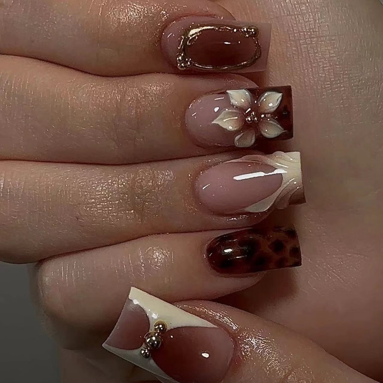 Short square fake nails for wo – Pressed Flower Art recenzja i cena