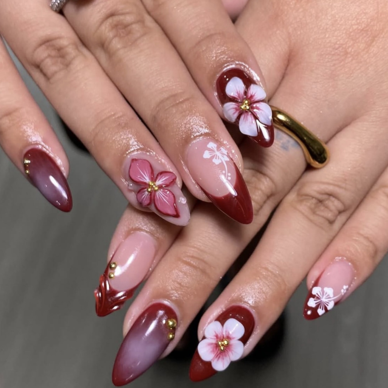 24pcs Red French Press on Nail – Pressed Flower Art recenzja i cena